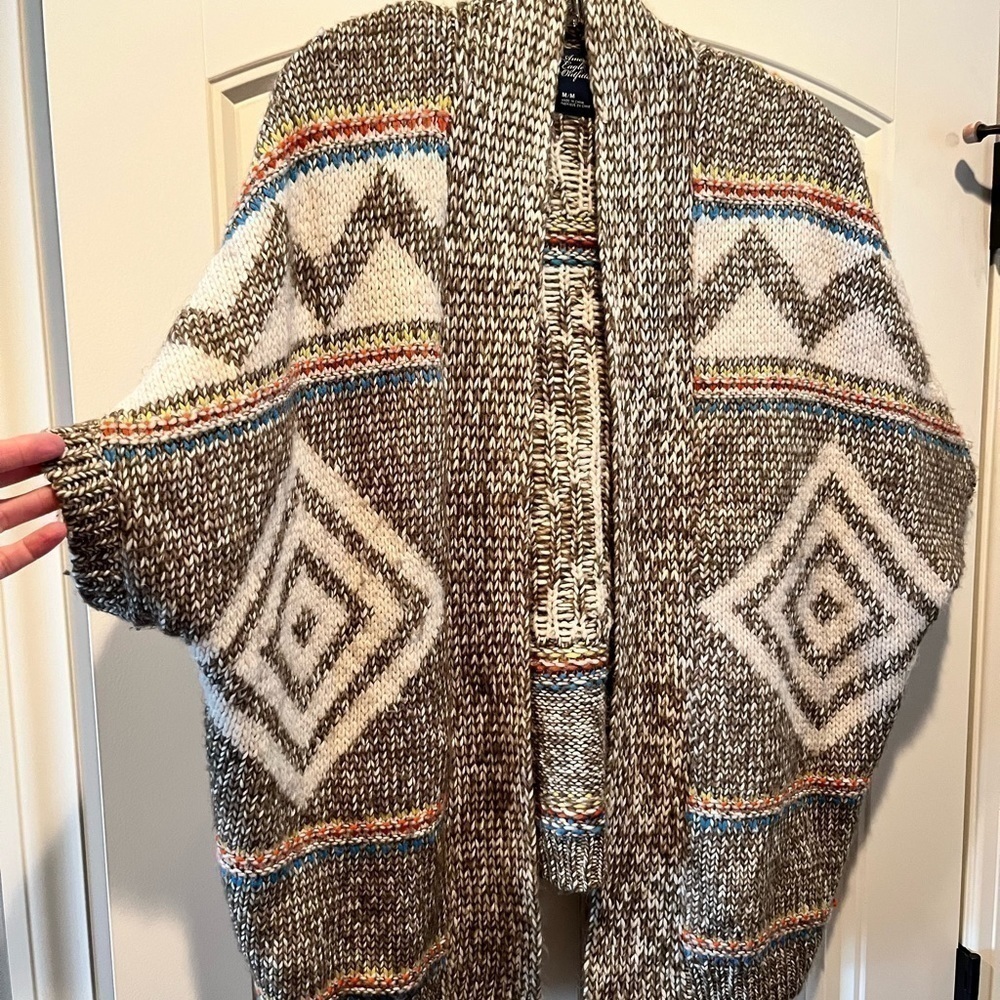 american eagle colorful short sleeve sweater/poncho southwestern western - med